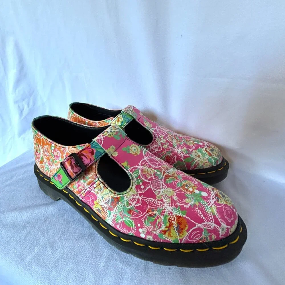 Dr Martens Polly Daze | Bright Floral Neon Pastel Mary Janes l 8 - Picture 3 of 5